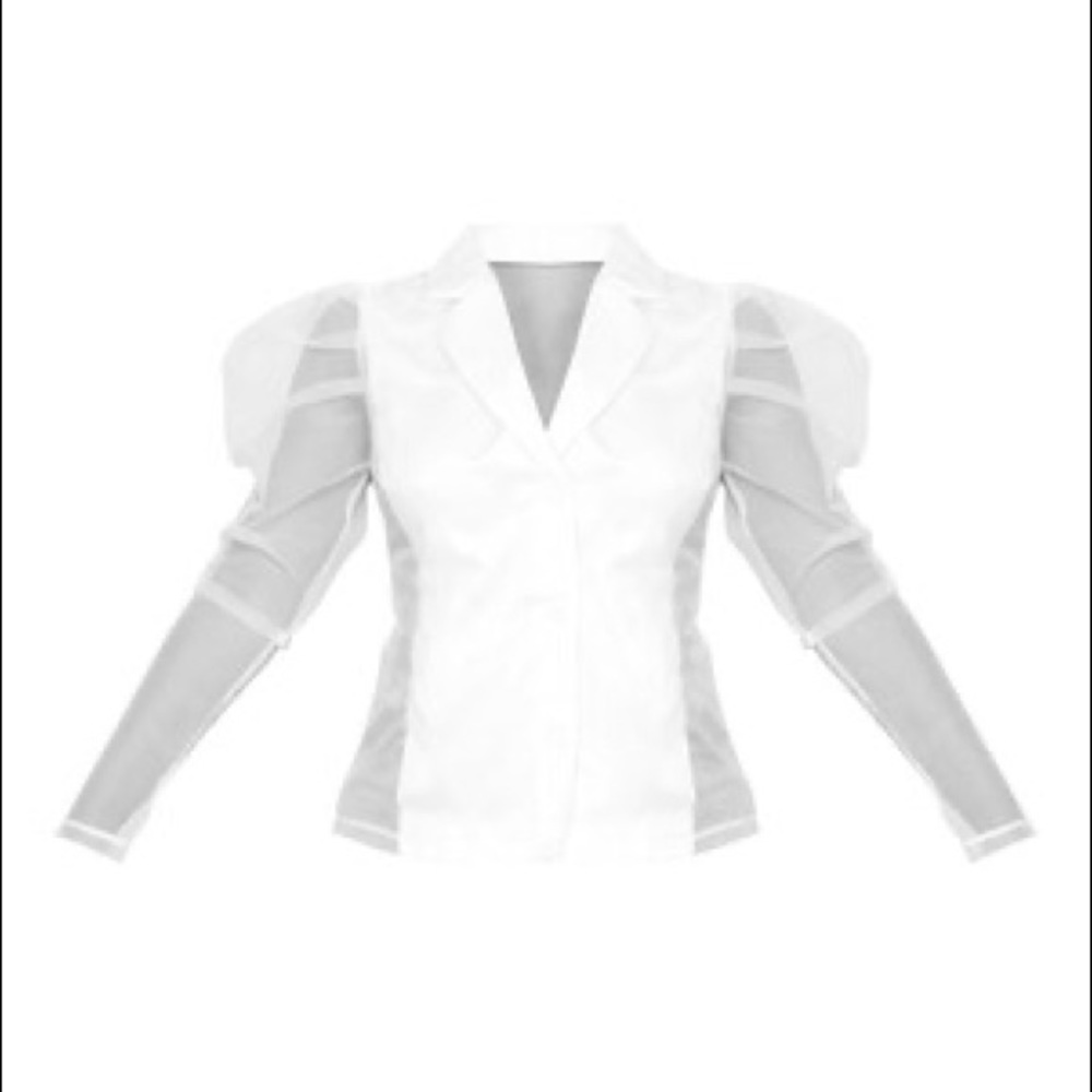 Pretty Little Thing puff sleeve sheer fitted shirt - Picture 5 of 10